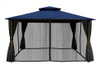 Barcelona Soft Top Gazebo with Navy Dome-Tex Canopy, Mosquito Netting and Curtains  (11 ft. x 14 ft.)