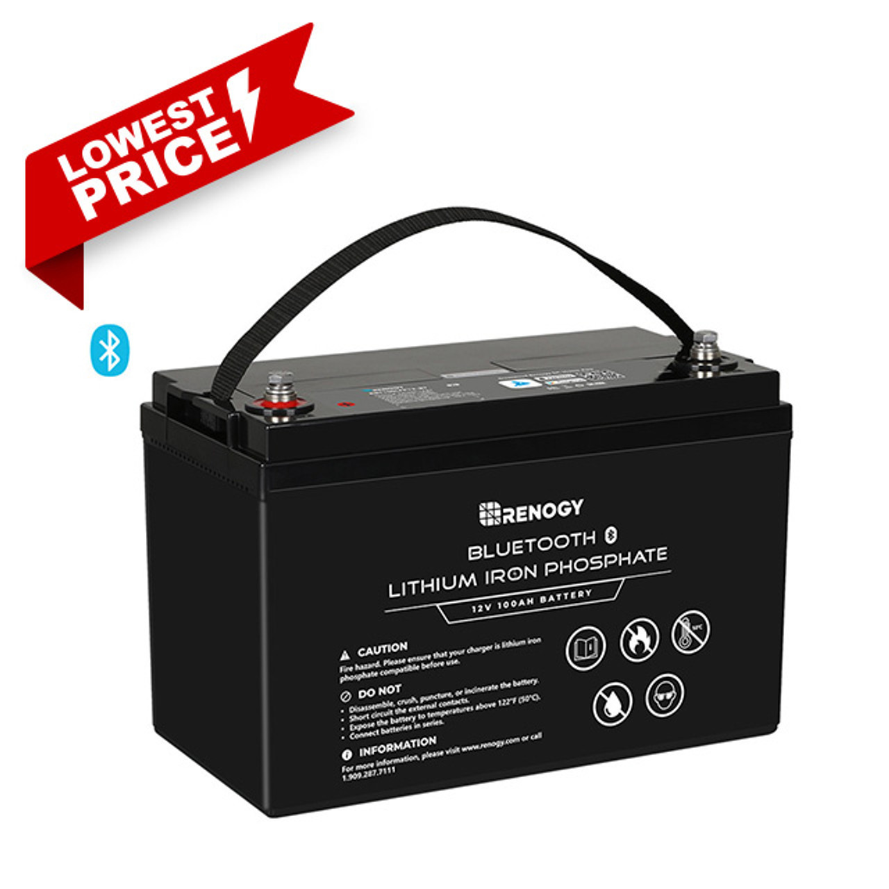 12V 100Ah Pro Deep Cycle Lithium Iron Phosphate Battery self-heating  w/Bluetooth