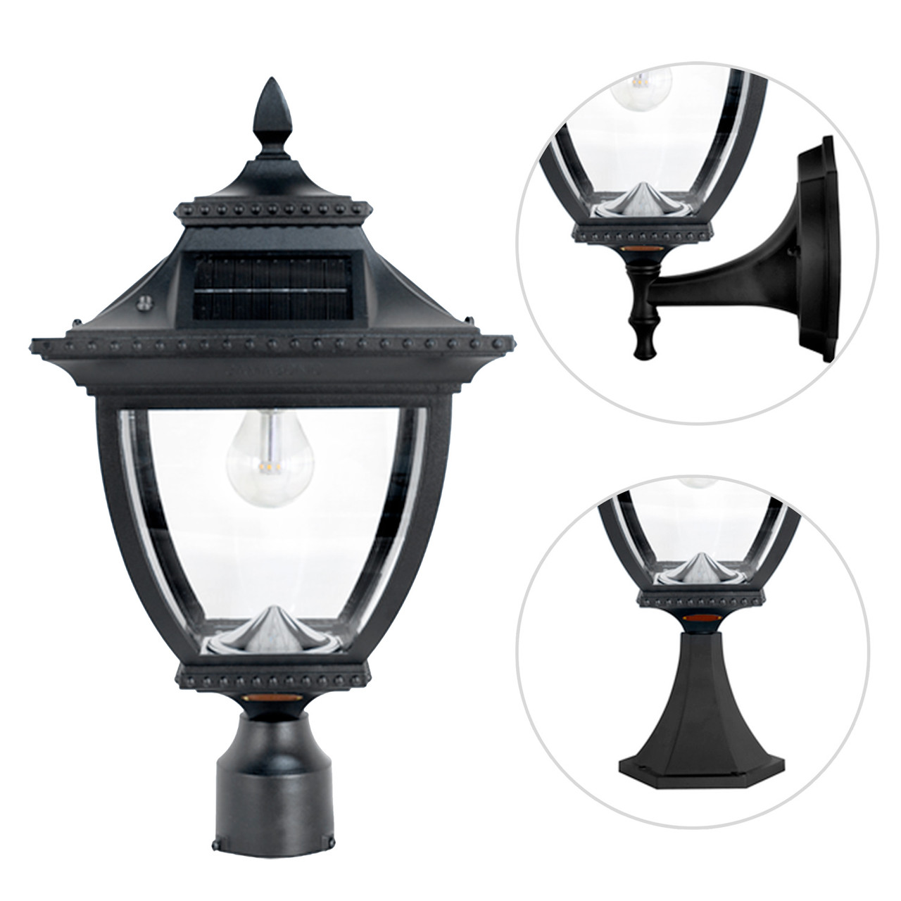 Gama Sonic Pagoda Bulb Solar Lamp – Wall/Pier/3″ Fitter Mount GS-104B-FPW 