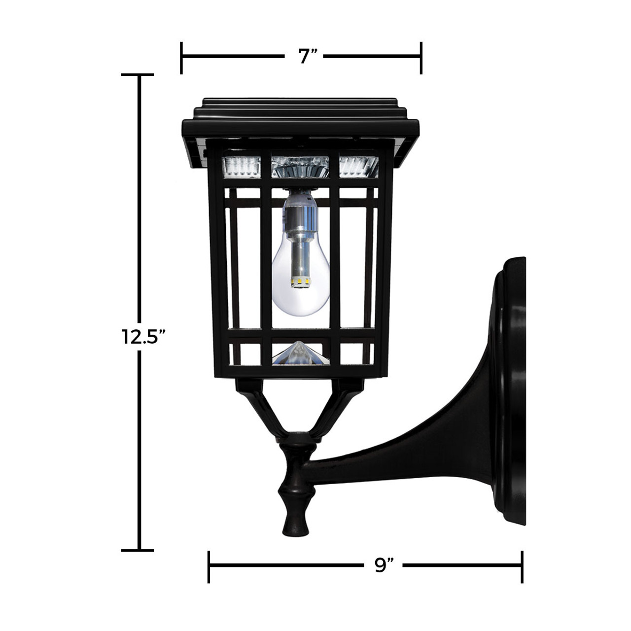 Gama Sonic GS-114B-FPW-BLK Prairie Bulb Lamp Outdoor Solar Light Fixture, P - 1