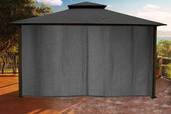 Barcelona Soft Top Gazebo with Grey Dome-Tex Canopy, Mosquito Netting and Curtains  (11 ft. x 14 ft.)