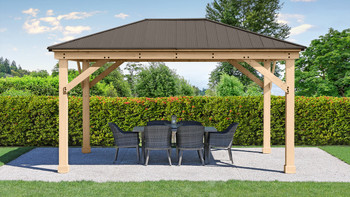 Yardistry Meridian Gazebo with Cedar Wood & Aluminum Roof, (12 ft. x 16 ft.)