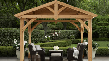 Yardistry Carolina Pavilion with Cedar Wood & Aluminum Roof (11 ft . x 13 ft.)