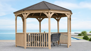 Yardistry Meridian Octagon Gazebo with Cedar Wood & Aluminum Roof (12 ft.)