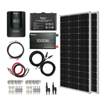 Renogy 200W 12 Volt Complete Solar Kit with 100Ah Smart Lithium Iron Phosphate self-heating Battery 