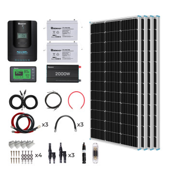 Renogy 400W 12 Volt Complete Solar Kit with Two 100Ah Deep Cycle AGM Batteries