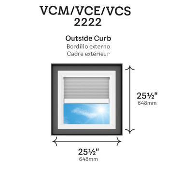 VELUX Solar Powered Venting Curb Mount Skylight VCS 2222 with Solar Room Darkening Shade (Fits Outside Curb 25-1/2 x 25-1/2 in)