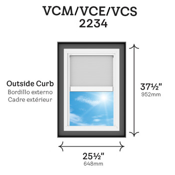 VELUX Solar Powered Venting Curb Mount Skylight VCS 2234 with Solar Room Darkening Shade (Fits Outside Curb 25-1/2 x 37-1/2 in)