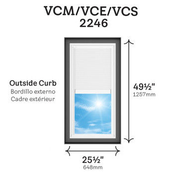 VELUX Solar Powered Venting Curb Mount Skylight VCS 2246 with Solar Room Darkening Shade (Fits Outside Curb 25-1/2 x 49-1/2 in)