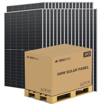 SunGoldPower SGN-590-BDG1 590 Watt Bifacial N-Type Monocrystalline Solar Panel (31 Panels) UL61730 CEC Listed (SGN-590-BDG1-Pallet)
