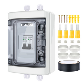 Rich Solar RS-CB2P30 2 Pole Outdoor Circuit Breaker Box | Outdoor Circuit Breaker Box with 2 Poles and Solar Isolator Disconnect Switch (RS-CB2P30-Main)
