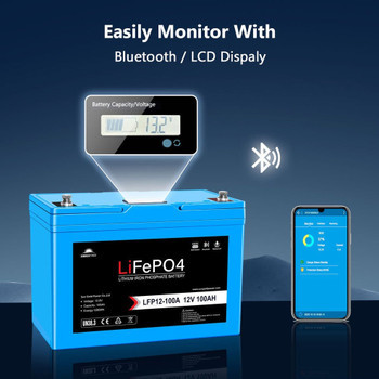 SunGoldPower 12V 100AH LiFePO4 Deep Cycle Lithium Battery / Bluetooth /Self-heating / IP65