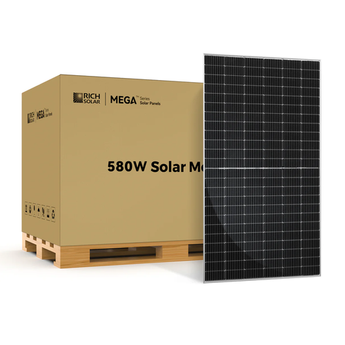 Rich Solar RS-M580BF MEGA 580 BIFACIAL | 580 Watt Bifacial Solar Panel | Premium Grid-tie or Off-grid Solar Panel for Residential, Commercial, Agriculture | 25-Year Output Warranty | UL Certified (RS-M580BF-Main)