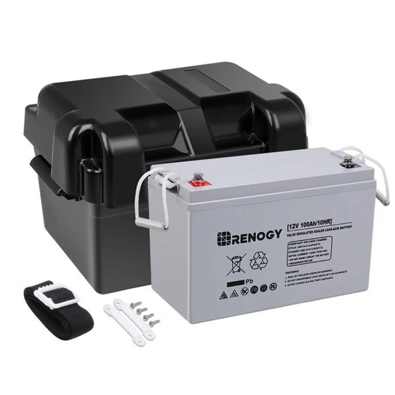 Renogy 12V 100Ah Deep Cycle AGM Battery with Battery Box