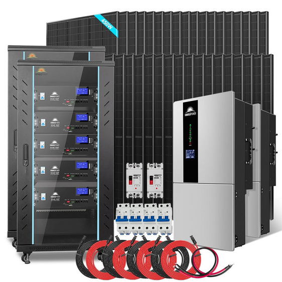 SunGoldPower SGH-11N5E Hybrid Solar Kit 11.4KW 48V Split Phase 51.2 KWH Lithium Battery - 36 X 450 Watt Solar Panel (Optional) (SGH-11N5E-Main)