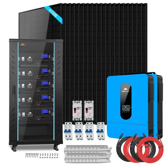 SunGoldPower SGR-13K25S Off-Grid Solar Kit 13000W 48VDC 120V/240V LifePo4 25.6KWH Lithium Battery 20 X 415 Watts Solar Panels (SGR-13K25S)