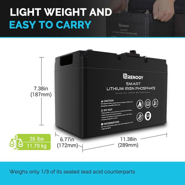Renogy Lithium-Iron Phosphate Smart Battery 12V 100AH