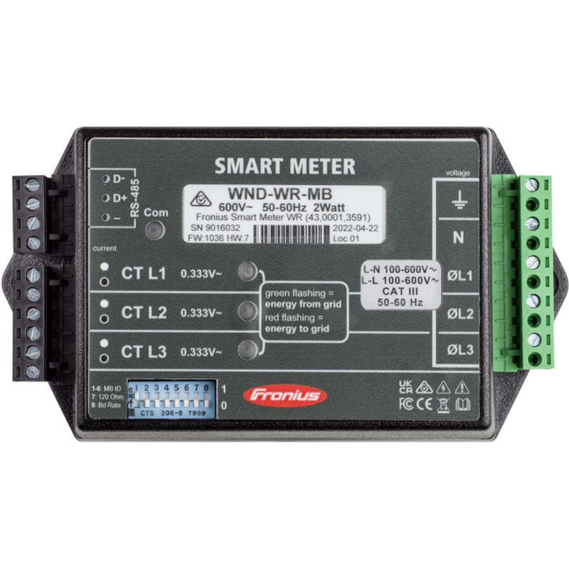 Fronius Smart Meter WR 100-600V - 3, Bidirectional Energy Meter Using Modbus RTU (RS 485)