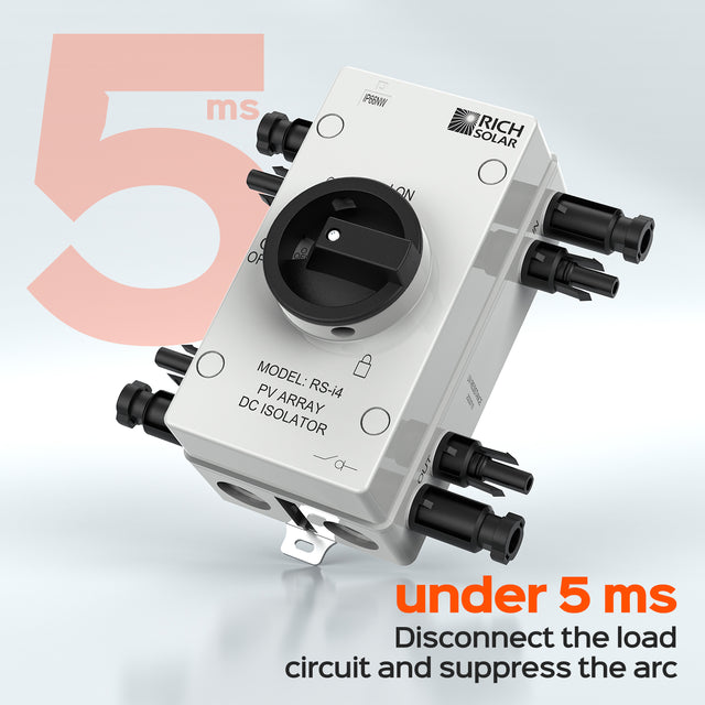 Rich Solar | Solar PV DC Quick Disconnect Switch | 1500 Volt 32 Amp | 4 Pole 2 Strings