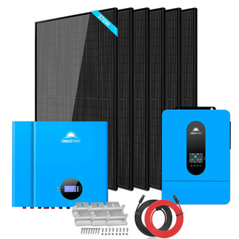 SunGoldPower Off-Grid Solar Kit 6500W 48VDC 120/240VAC 10.24KWH PowerWall Lithium Battery 6 X 370 Watts Solar Panels SGM-6510M