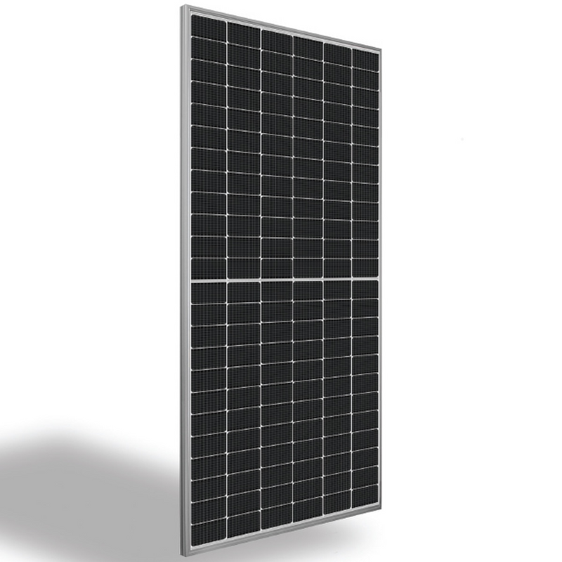 Silfab 580w XM+ bifacial module; 144 half cells, silver frame, transparent PV backsheet, 53.1 in, ø 0.22 in (12AWG), EVO2 from Staubli