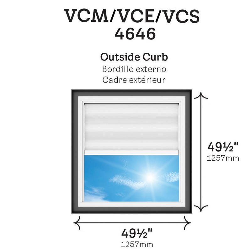 VELUX Solar Powered Venting Curb Mount Skylight VCS 4646 with Solar Room Darkening Shade (Fits Outside Curb 49-1/2 x 49-1/2 in)