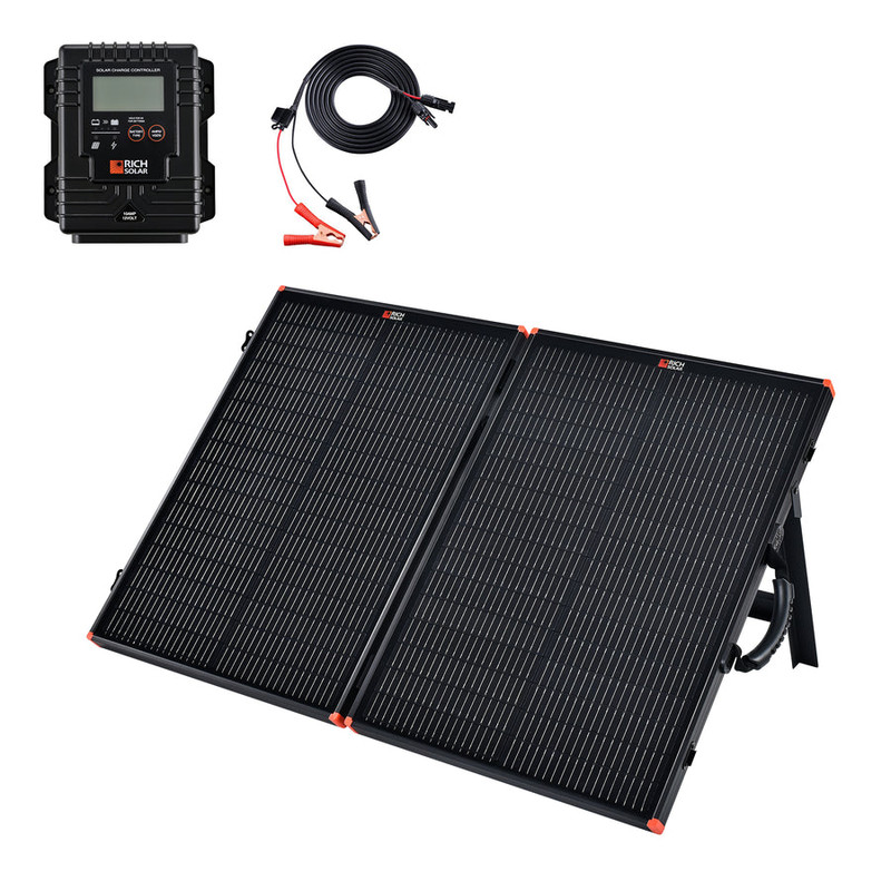 Rich Solar RS-X100BC MEGA 100 Portable Briefcase Charging Kit | 100 Watt Portable Solar Panel | Premium 12V Portable Solar Panel for Generators, Boats, Power Stations | High Efficiency (RS-X100BC)