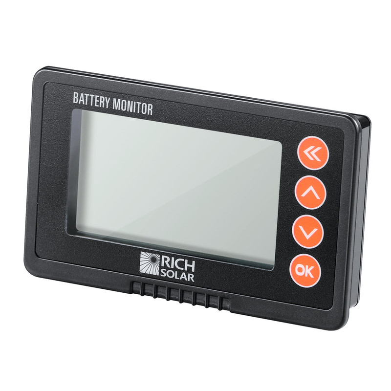 Rich Solar RS-BM500 500 Amp Battery Monitor with Shunt | 8~120V 500A Battery Monitor with Shunt | Accurate Battery Status Monitor | Easy to Use (RS-BM500-Main)