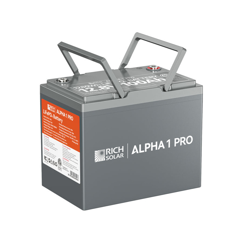 Rich Solar RS-B121SP ALPHA 1 PRO | 12V 100Ah LiFePO4 Battery | Premium 12V Lithium Battery for Off-Grid, RVs, Boats | 7,000 Lifetime Cycles | 10-Year Warranty | UL1973 Certified (RS-B121SP)