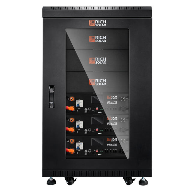 Rich Solar RS-SRA5P Battery Server Rack for ALPHA 5 PRO | 6-Slot Enclosed Battery Cabinet | Includes Wheels & 600A Bus Bar Covers | Pre-assembled (RS-SRA5P)