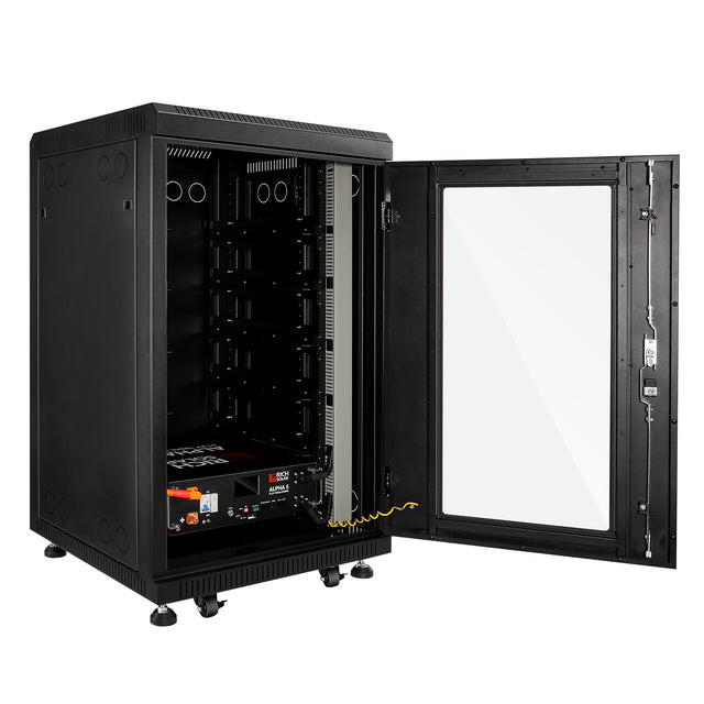 Rich Solar RS-SRA5P Battery Server Rack for ALPHA 5 PRO | 6-Slot Enclosed Battery Cabinet | Includes Wheels & 600A Bus Bar Covers | Pre-assembled (RS-SRA5P)