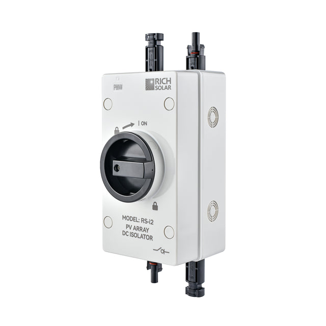 Rich Solar RS-i2 Solar PV DC Quick Disconnect Switch | Solar Array DC Quick Disconnect Switch | 1500 Volt 55 Amp | 2 Pole 1 String | Easy to Install (RS-i2)