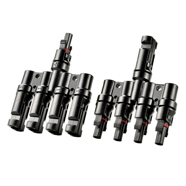 Rich Solar RS-T4 Y Branch Parallel Connectors 4-to-1 | 4-to-1 Weatherproof Parallel Connectors for Solar Panels | Easy Install (RS-T4)