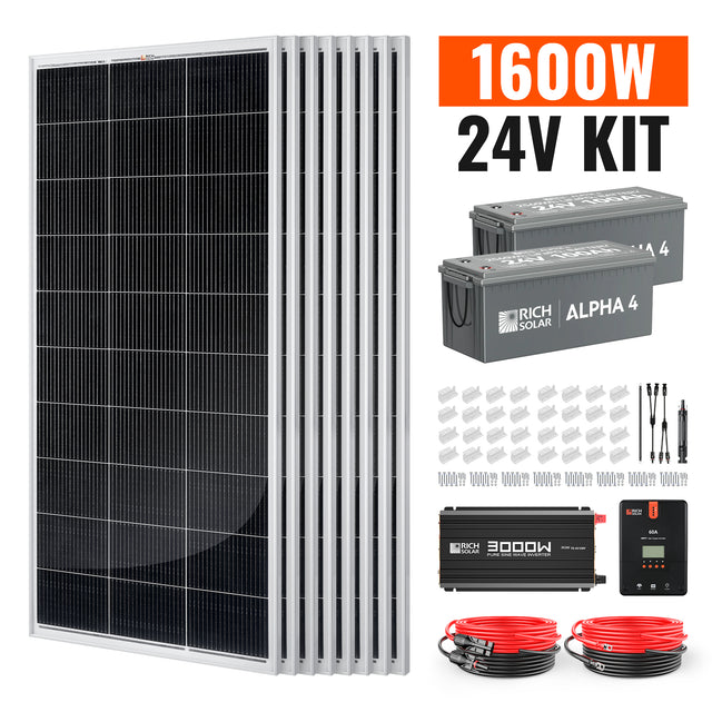 Rich Solar RS-CK1600 1600 Watt 24V Complete Solar Kit (RS-CK1600)