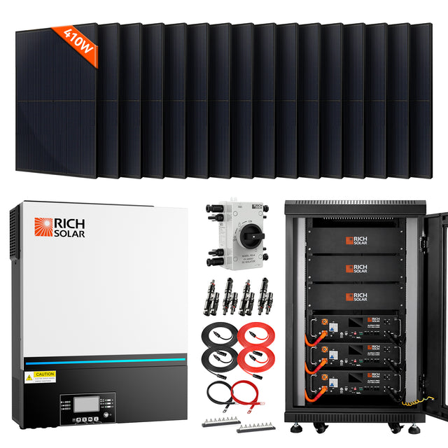 Rich Solar SRx3-H6548x1-M410x16 Complete Off-Grid Solar Kit RS-H6548 | 8000W PV Input 48V 120VAC Output + 6560(16x410) Watt Solar PV [KIT-SR0001] (SRx3-H6548x1-M410x16)