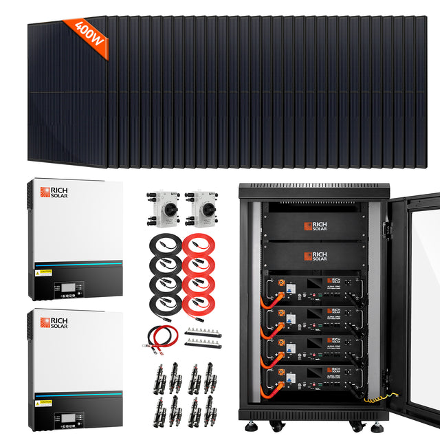 Rich Solar RS-CBK1301B Complete Off-Grid Solar Kit | 32 x MEGA 400 Solar Panels | 13,000W 120/240V Output | 48VDC (RS-CBK1301B)
