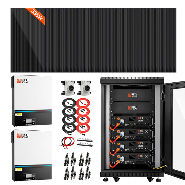 Rich Solar RS-CBK1301C Complete Off-Grid Solar Kit | 38 x MEGA 335 Solar Panels | 13,000W 120/240V Output | 48VDC (RS-CBK1301C)