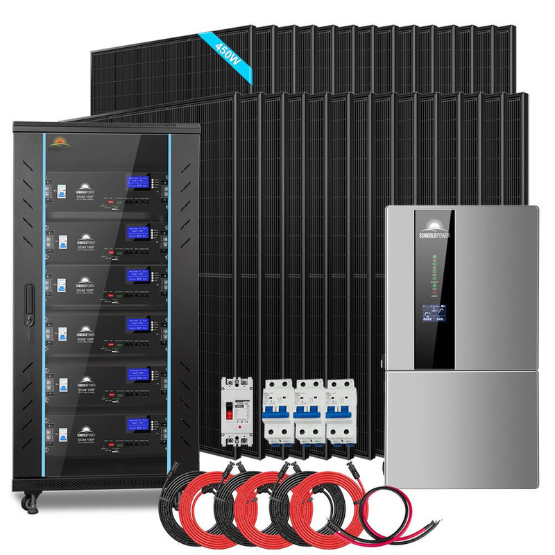 SunGoldPower SGH-11N3E Hybrid Solar Kit 11.4KW 48V Split Phase 30.72KWH Lithium Battery - 28 X 450 Watt Solar Panel (Optional) (SGH-11N3E-Main)