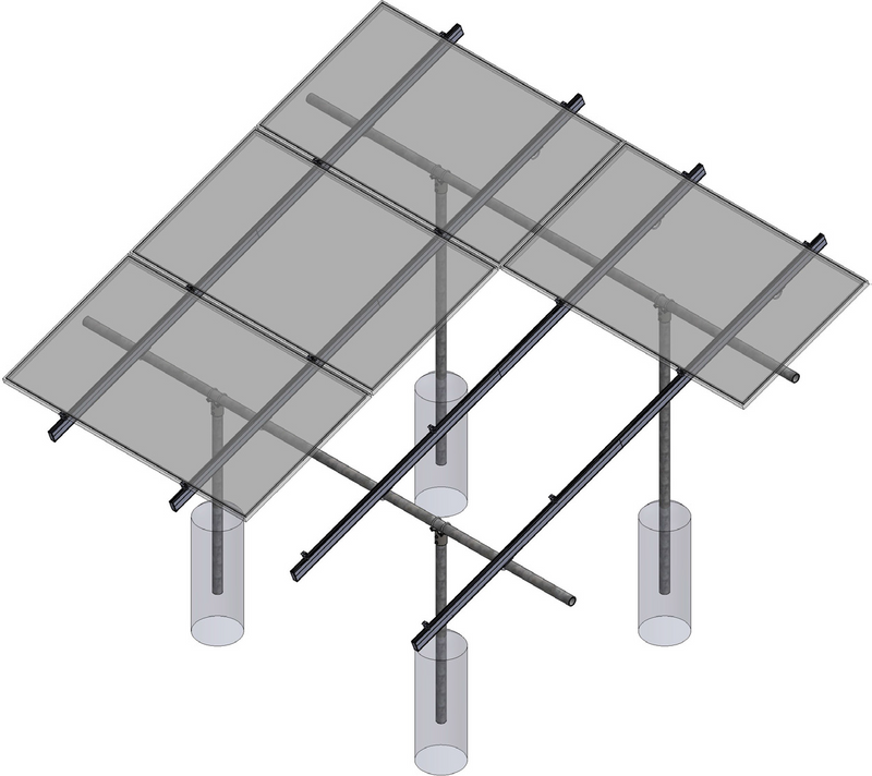 Tamarack Solar 91573-A GM KIT X-3IN - Extra rail for 3 Modules & 3IN Pipe (91573-A)