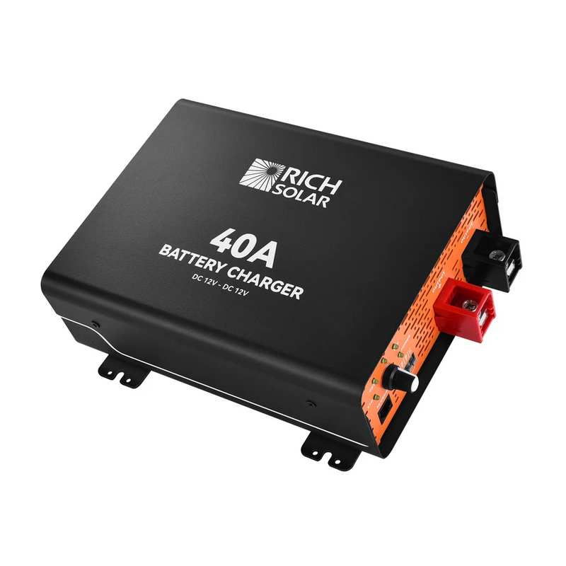 Rich Solar RS-DC40 12V 40A DC-DC Battery Charger for RVs, Vans, Boats & Off-Grid Systems | Lithium & Lead-Acid (RS-DC40)