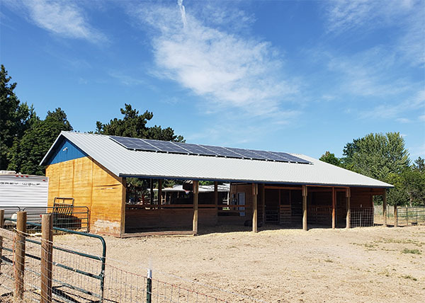 solar installed on a barn in an off-grid setting