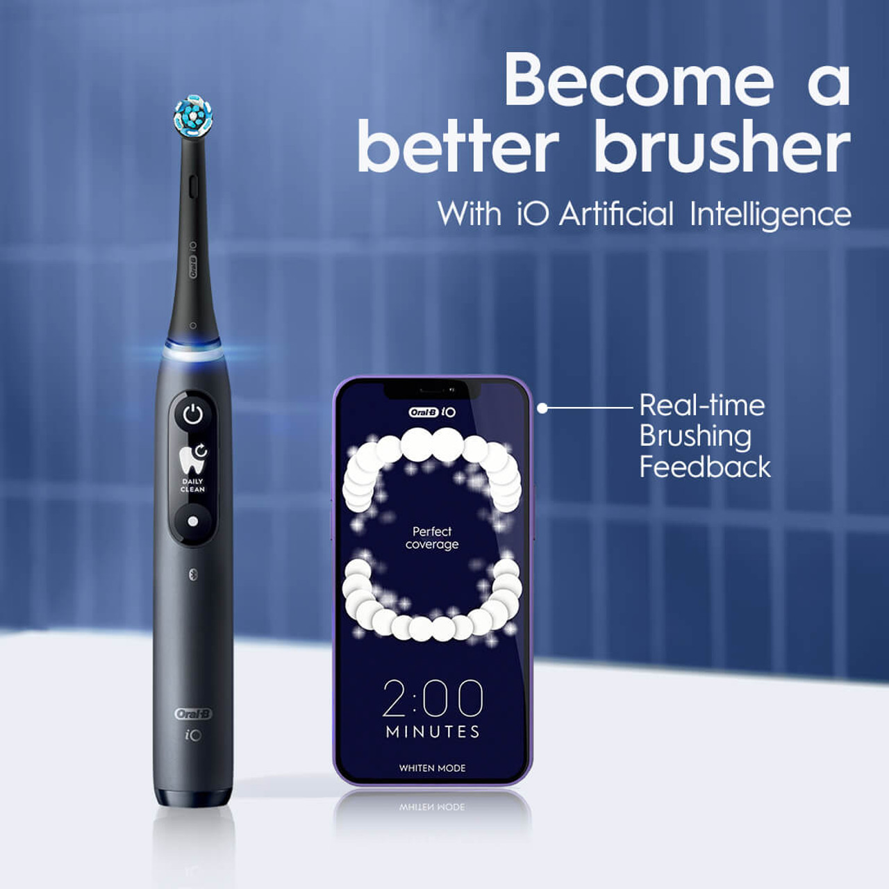 Oral-B iO Series 7 Electric Toothbrush with 2 Brush Heads, Black Onyx