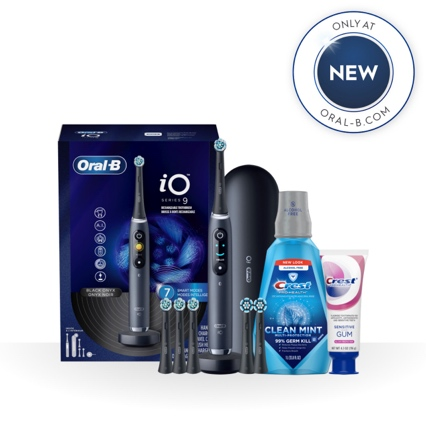 Our Sensitivity Bundle Kit:  Oral-B iO9 + Sensitive & Gum All Day Protection Toothpaste + Pro-Health Mouthwash + 2-Count Refills