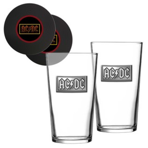 AC/DC Glasses & Coasters (Set of 2)