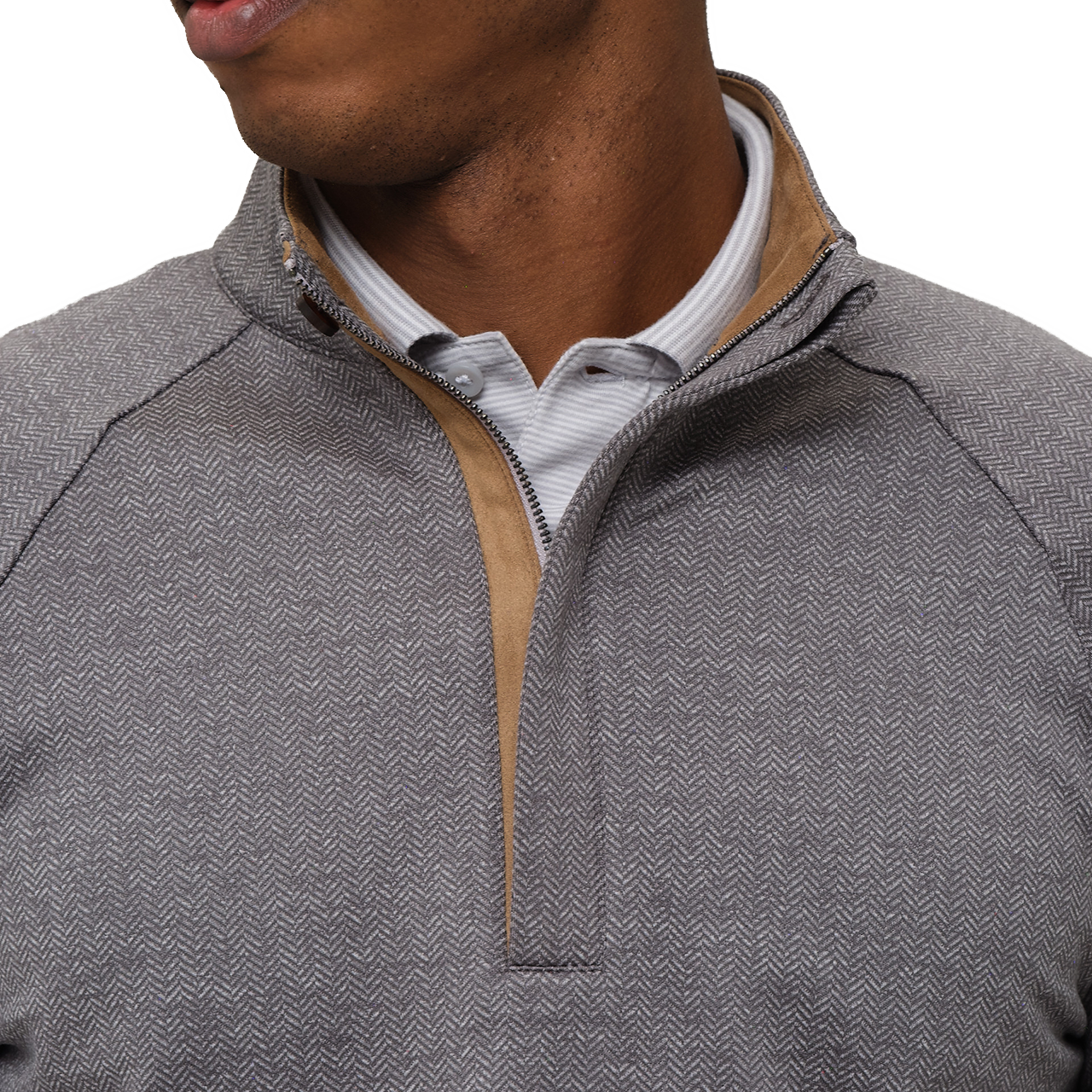 William Herringbone Quarter Zip: Anchor - Dunning