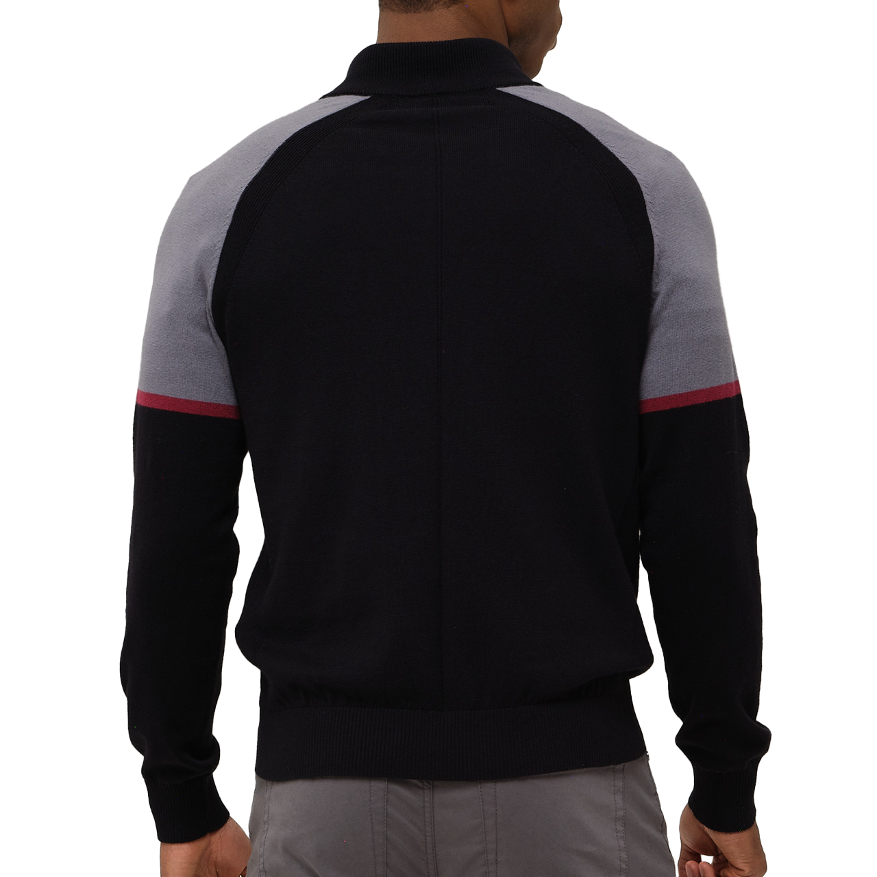 Connor All-Season Colorblock Quarter Zip Sweater: Black - Dunning