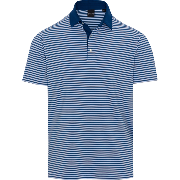 Fennor Stripe Jersey Performance Polo: Liberty Blue - Dunning