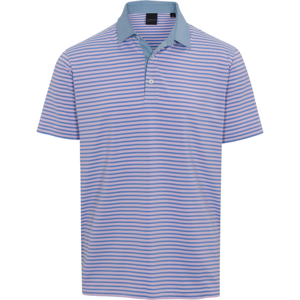 Fennor Stripe Jersey Performance Polo: Force Blue - Dunning
