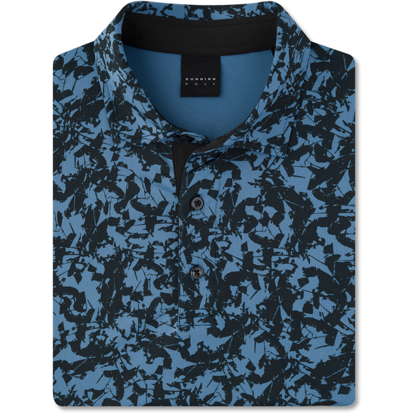 Curran Ventilated Performance Polo: Black/Force Blue - Dunning