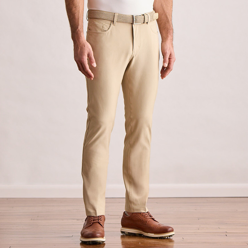 Khaki Extra Long Golf Pants Player Fit 5-Pocket Golf Pant Dunning